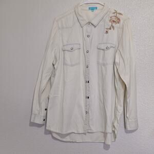 Western Country Living Jean Longsleeves Button Down Shirt XL Pearl Snap Blue